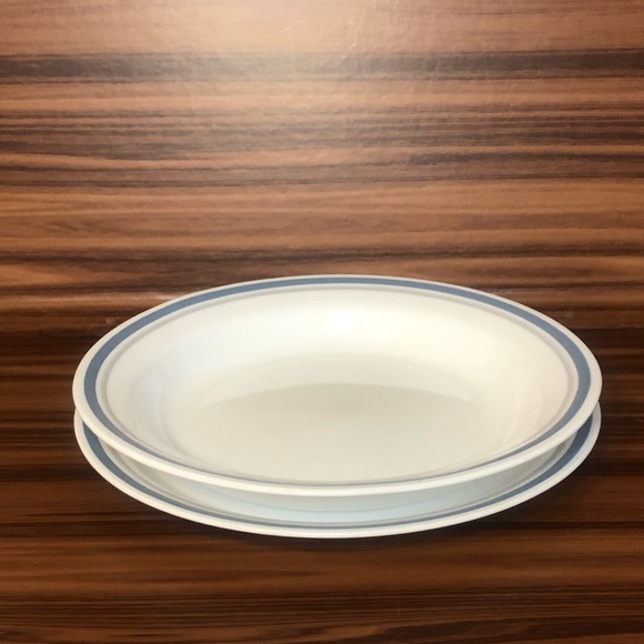 Corelle Indigo Stripe Coupe Soup Pasta Bowl & Bread & Butter Plate / 2 Sets 4pcs - Picture 2 of 8